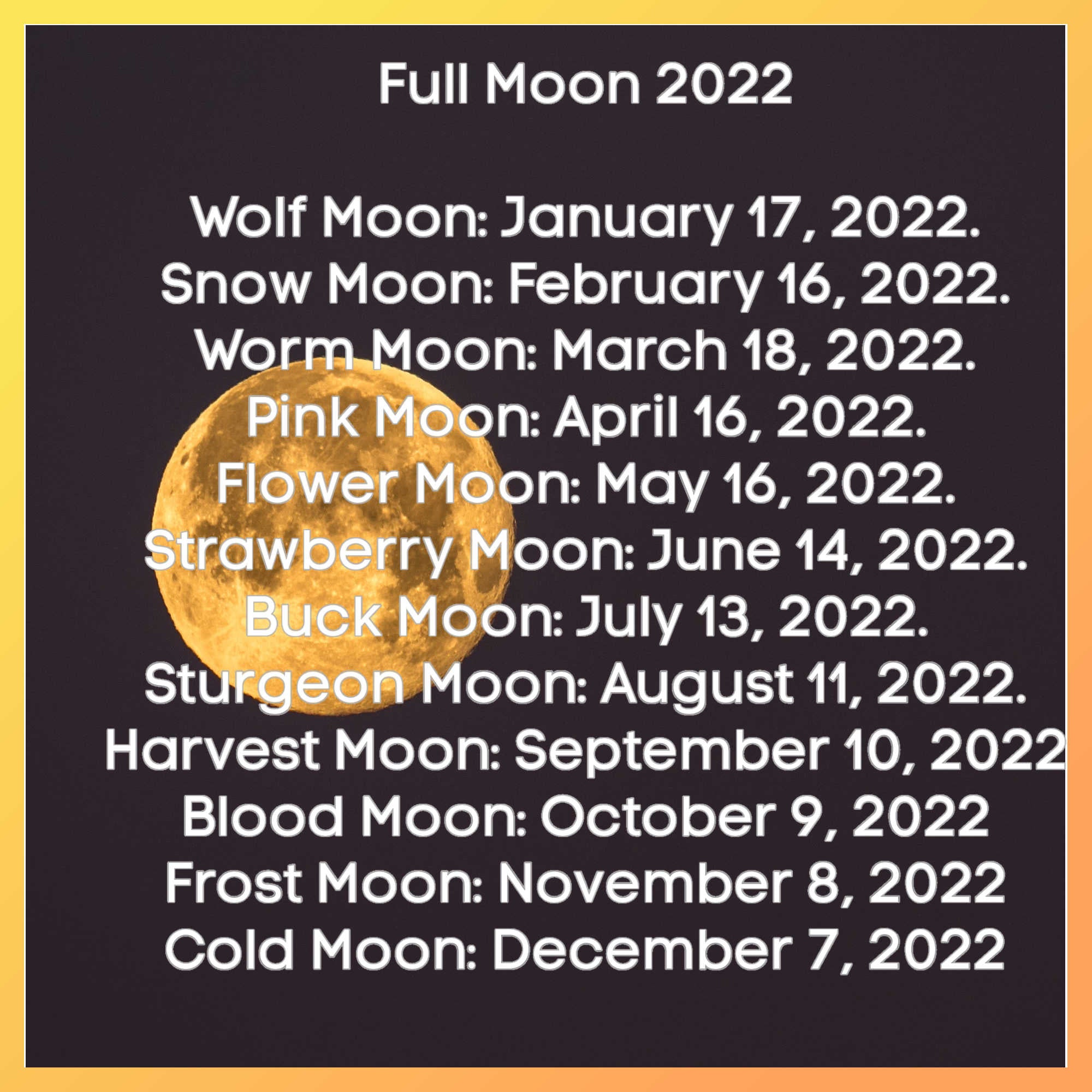 Full Moon Dates 2022 - Yoga Purse