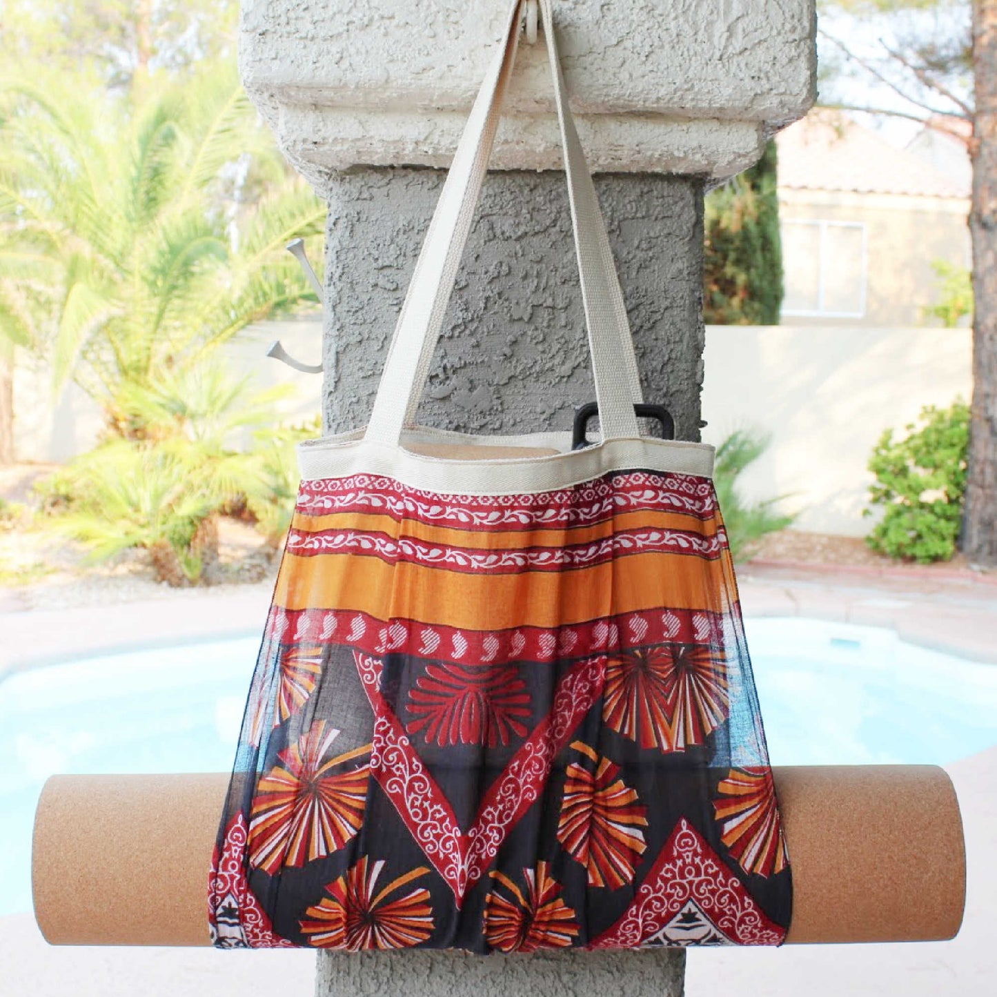 Yoga Mat carrier and tote bag made from repurposed fabric