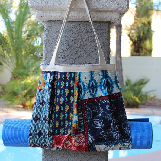 Blue Patchwork Yoga Mat Holder
