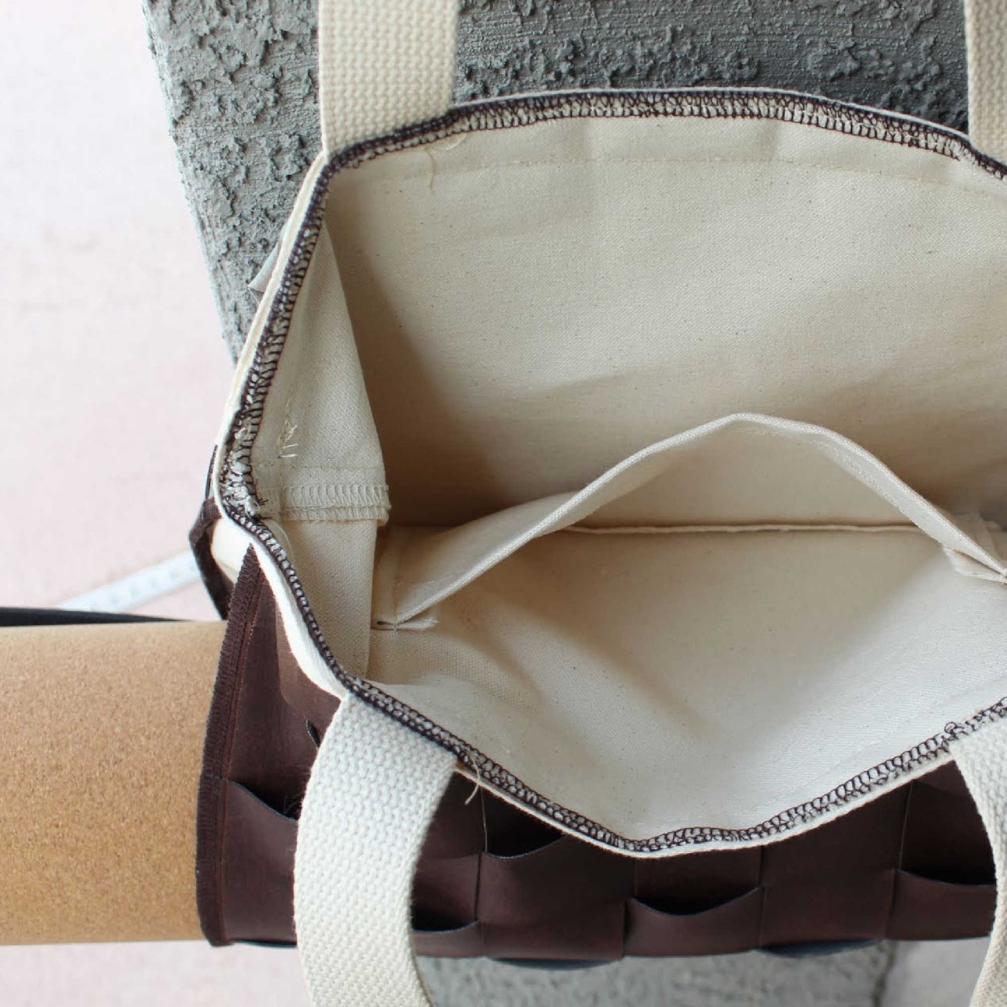 inside vegan leather yoga Mat carrier bag with tote bag