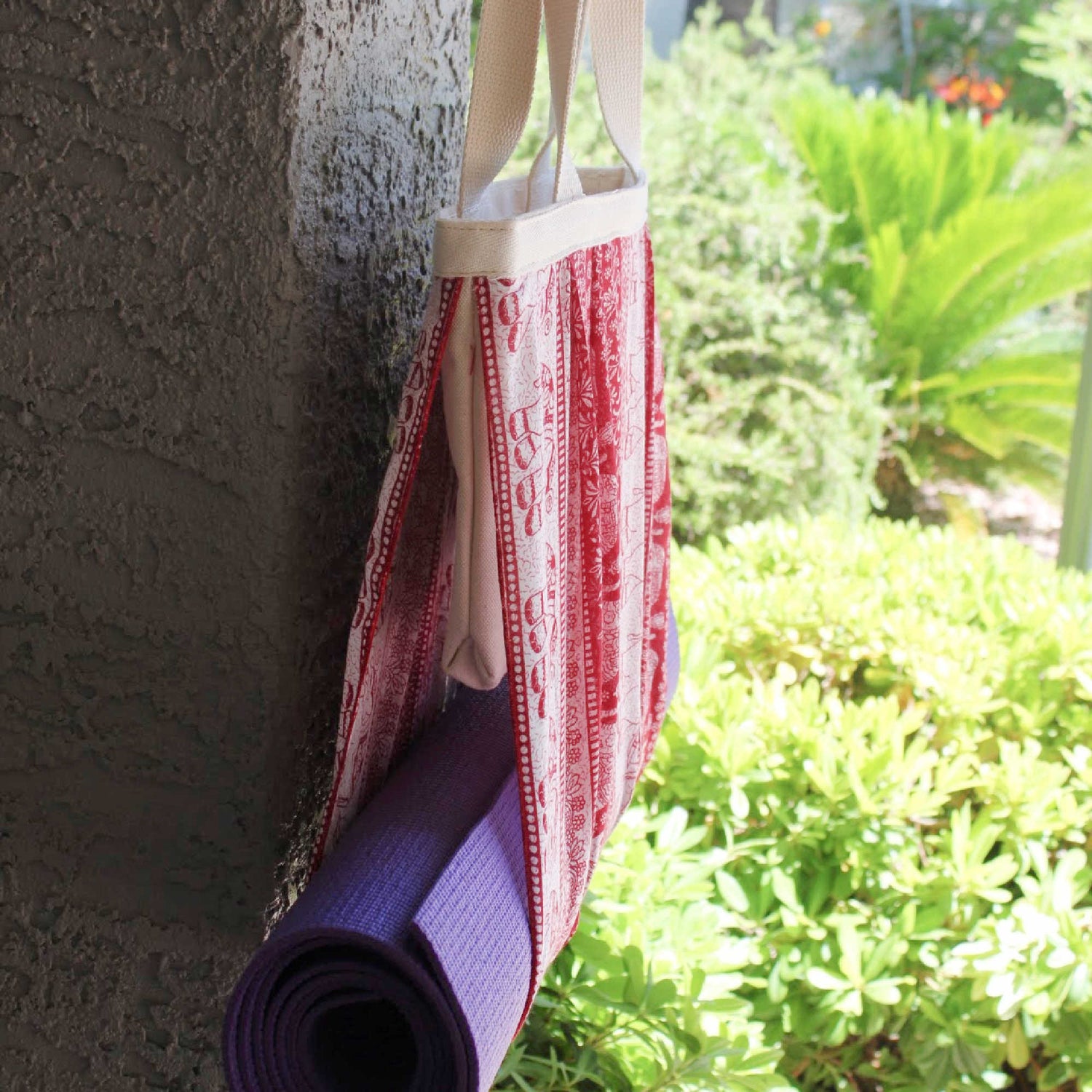 side view yoga mat carrier with elephants