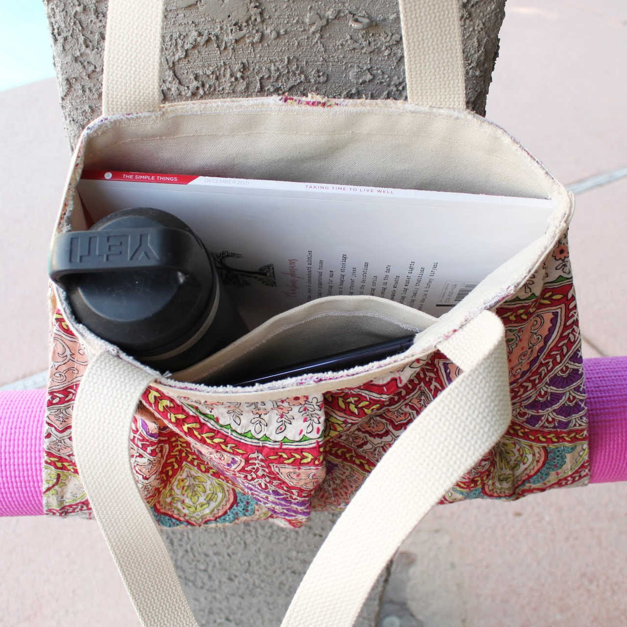 yoga Mat carrier bag with tote bag water bottle book phone pocket
